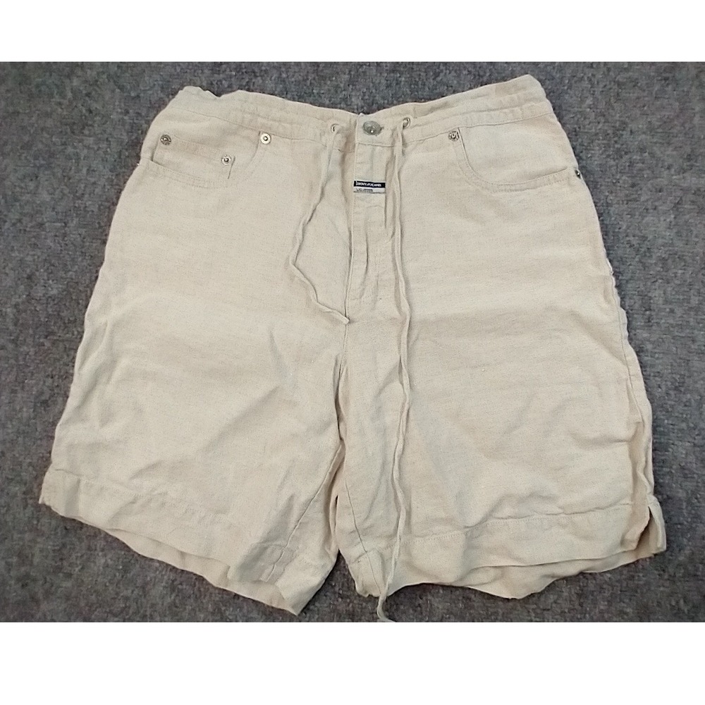 DKNY Jeans Shorts Women Small Beige 100% Linen Drawstring Casual Summer